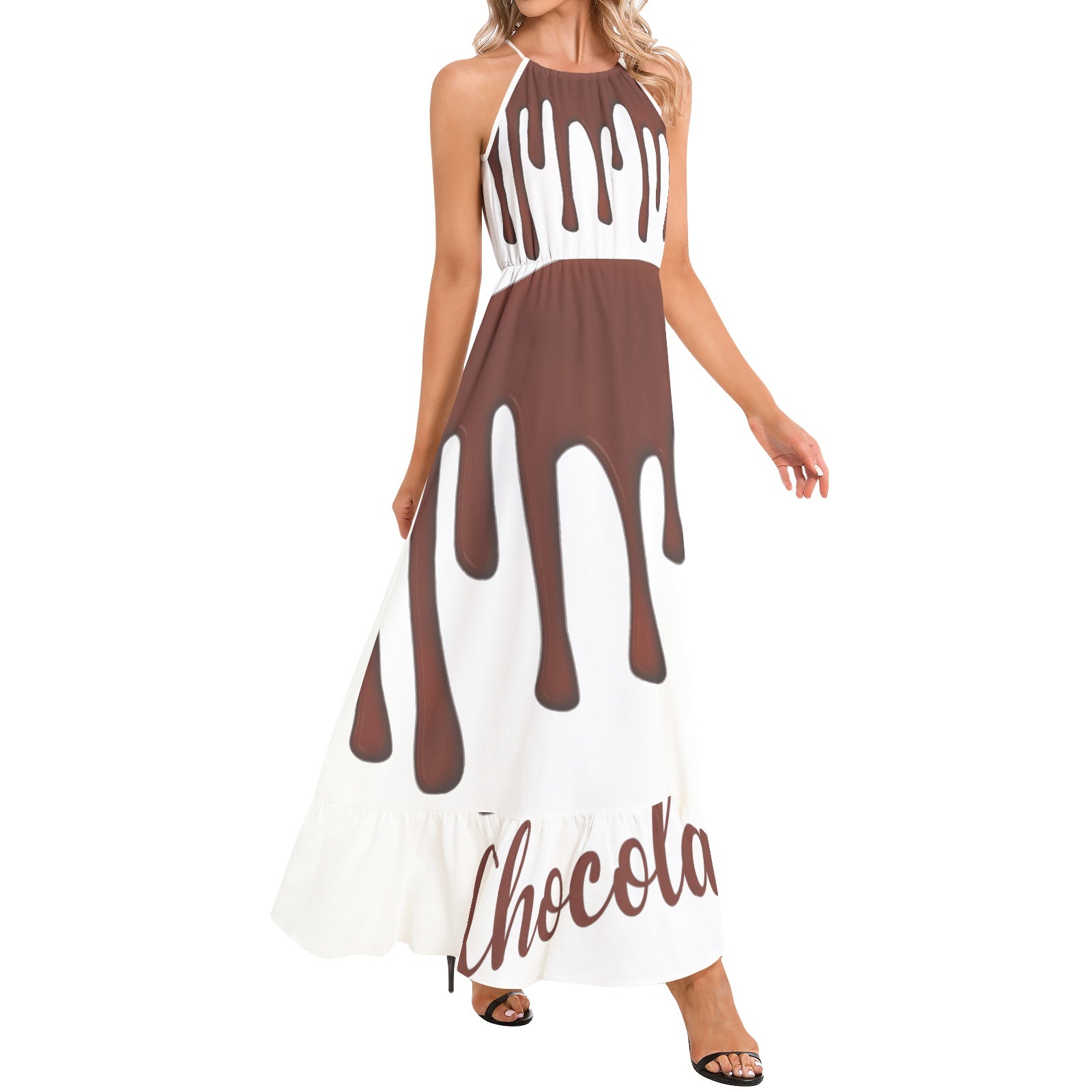 Chocolatito Halter Neck Maxi Dress